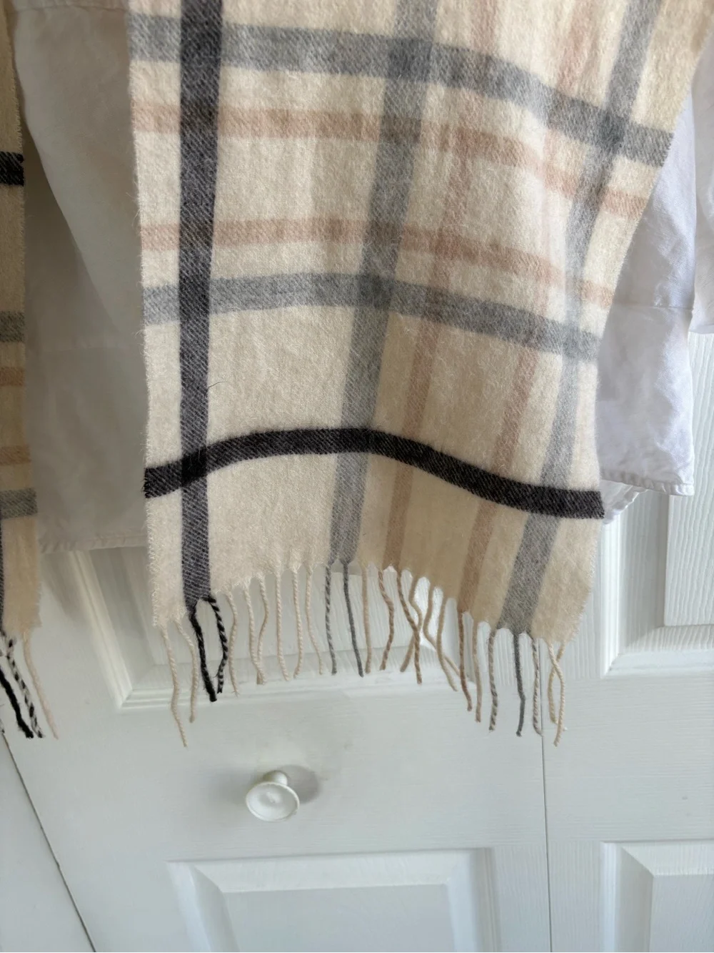 Charter Club Beige Plaid Quiet Luxury Cashmere Scarf Nova Check Career Academia